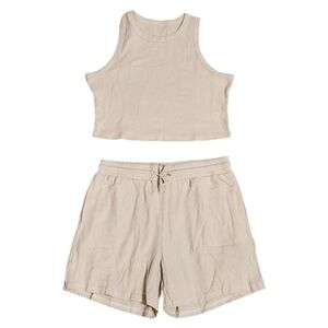 NWOT Boutique Women's Tan Tank Top & Shorts Loungewear Set XL
